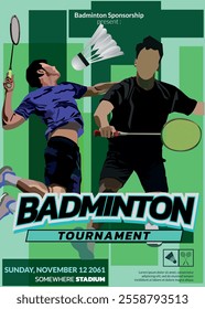 Badminton Tournament Poster, Sports Event.