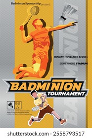 Badminton Tournament Poster, Sports Event.