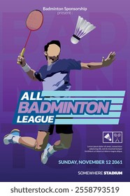 Badminton Tournament Poster, Sports Event.