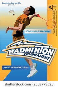 Badminton Tournament Poster, Sports Event.
