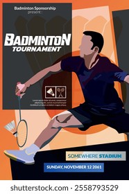 Badminton Tournament Poster, Sports Event.