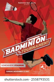 Badminton Tournament Poster, Sports Event.