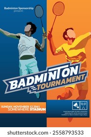 Badminton Tournament Poster, Sports Event.