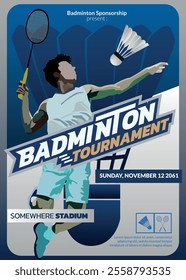 Badminton Tournament Poster, Sports Event.