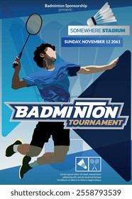 Badminton Tournament Poster, Sports Event.
