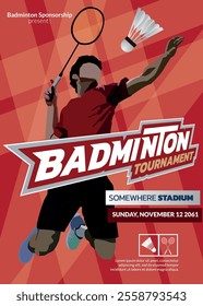 Badminton Tournament Poster, Sports Event.