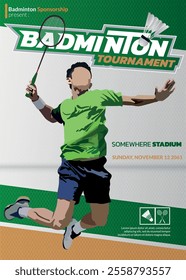 Badminton Tournament Poster, Sports Event.