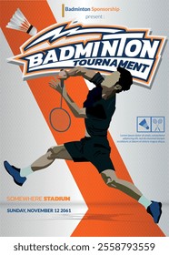 Badminton Tournament Poster, Sports Event.