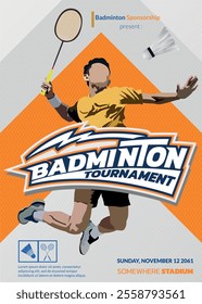 Badminton Tournament Poster, Sports Event.