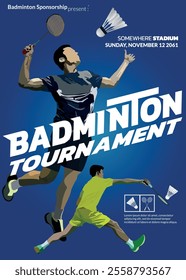 Badminton Tournament Poster, Sports Event.