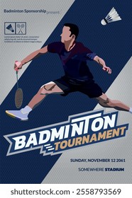 Badminton Tournament Poster, Sports Event.