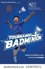 Badminton Tournament Poster, Sports Event.