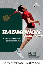 Badminton Tournament Poster, Sports Event.