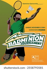Badminton Tournament Poster, Sports Event.