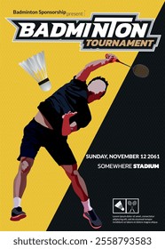 Badminton Tournament Poster, Sports Event.