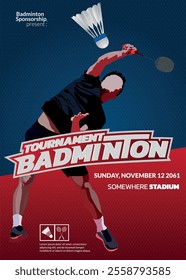 Badminton Tournament Poster, Sports Event.