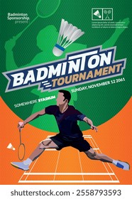 Badminton Tournament Poster, Sports Event.