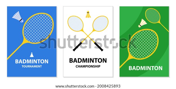 Badminton Tournament Posters Shuttlecock Rackets Sports Stock Vector ...