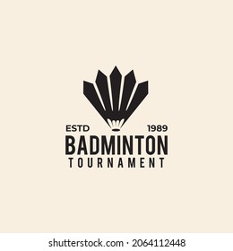 Badminton tournament vector logo design with shuttlecock icon