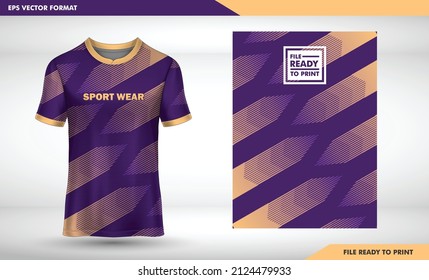 BADMINTON UNIFORM, PURPLE CUTE COLOR, LINE TEXTURE, t-shirt design sport template, soccer jersey mockup for football club. uniform front and rear view.