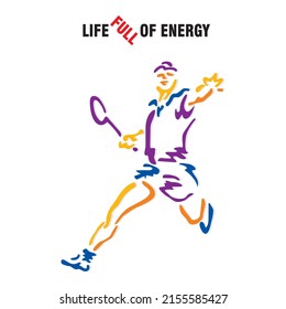 Badminton Vector Art  Icons  and Graphics  man