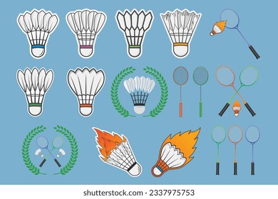 Badminton Vector Bundle, Badminton Cork Bundle, Racket illustration, Racket Vector, Sports elements, Badminton  Ball, colorful vector, Badminton color vector, silhouette