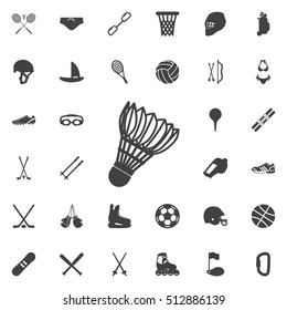 Badminton vector icon on the white background. Set of sport icons