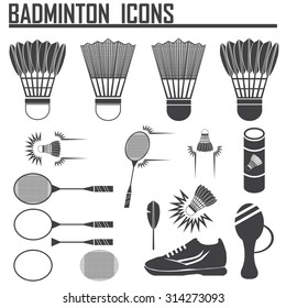 badminton vector icon set.