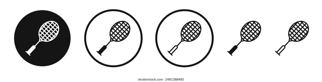 Badminton vector icon set in black and white color.