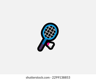Badminton vector icon. Shuttlecock icon. Emoji illustration. Isolated badminton racket  vector emoticon