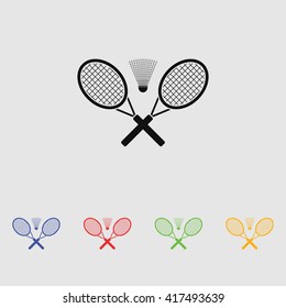 Badminton vector icons. Flat style