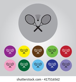 Badminton vector icons. Flat style