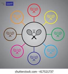 Badminton vector icons. Flat style