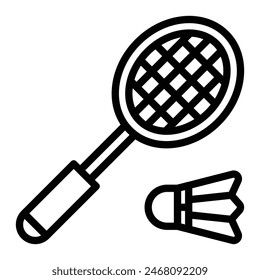 Badminton Vector Line Icon Design