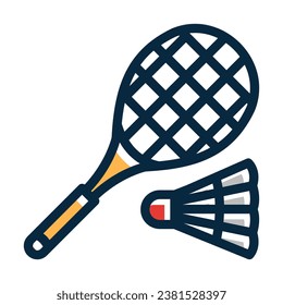 Badminton Vector Thick Line Filled Dark Colors Icons For Personal And Commercial Use.
