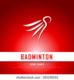 Badminton White Red Freehand Sketch Graphic Design Vector Illustration EPS10
