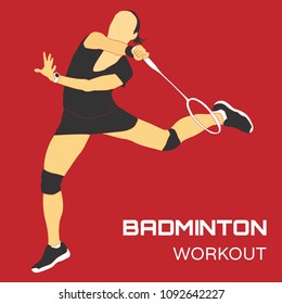 Badminton workout flat vector illustration. Will be use for banner, textile, poster, web.