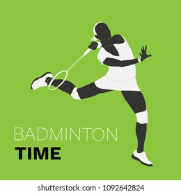 Badminton workout flat vector illustration. Will be use for banner, textile, poster, web.