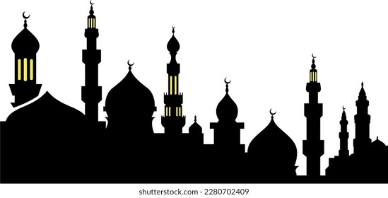 Badshahi Mosque Al-Masjid an-Nabawi Masjid Sultan Sheikh Zayed Mosque Sultan Ahmed Mosque, Islam, monochrome, mosque, silhouette