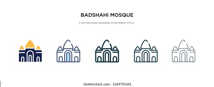 badshahi mosque icon in different style vector illustration. two colored and black badshahi mosque vector icons designed in filled, outline, line and stroke style can be used for web, mobile, ui