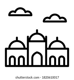 Badshahi mosque icon in editable style 