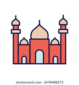 badshahi mosque icon with white background vector stock illustration