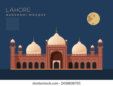 Badshahi Moschee - Lahore - Pakistan - Stock Illustration als EPS 10 Datei