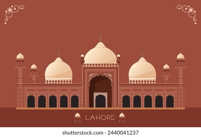 Badshahi Mosque - Lahore - Pakistan - Stock Illustration as EPS 10 File