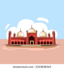 mezquita badshahi Pakistán. Famoso monumento de Pakistán ubicado en la ciudad de Lahore, Pakistán. ilustración de vector abstracto