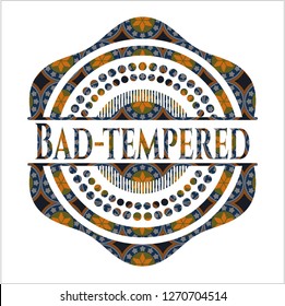 Bad-tempered arabic badge background. Arabesque decoration.