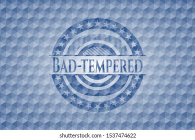 Bad-tempered blue polygonal emblem. Vector Illustration. Detailed.