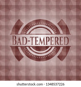 Bad-tempered red seamless emblem with geometric background.