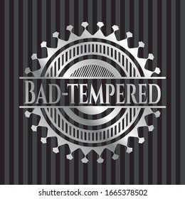 Bad-tempered silver badge. Vector Illustration. Mosaic.
