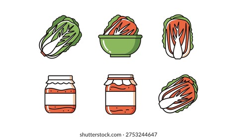 Baechu Kimchi Line art vector soft pastel abstract illustration